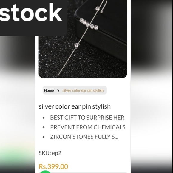 FINAL NEW Brazil Zircon Ear Pin  Still wrapped - Picture 7 of 8